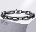 Punk Rectangular Link Chain Bracelet – Chunky Oxidized Paperclip