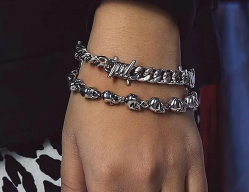 Barbed Wire Cuban Link Bracelet – Adjustable Stainless Steel