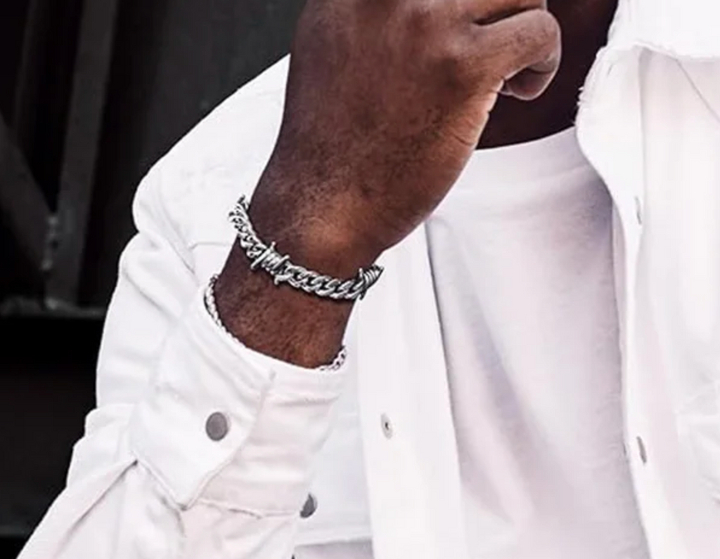 Barbed Wire Cuban Link Bracelet – Adjustable Stainless Steel