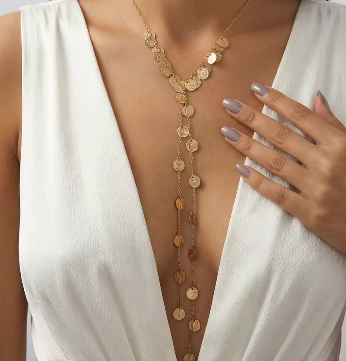 Vintage Gold Tassel Pendant Necklace – Y-Shaped Clavicle Chain